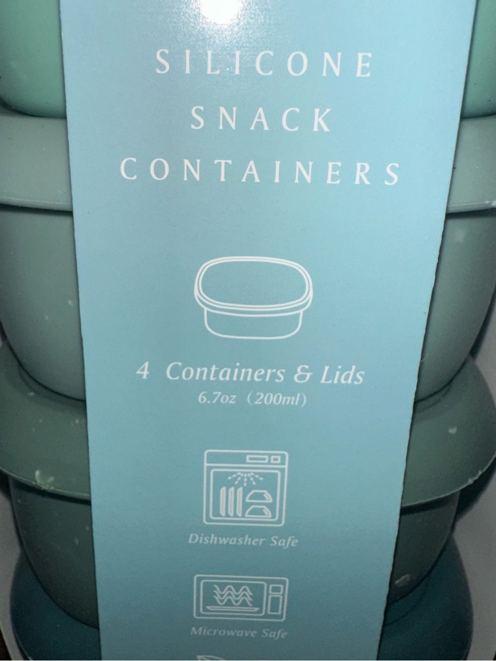 Silicone Snack Containers 6.7 Oz & 3.5 Oz - Mint & Teal Stackable Set ~ New - Picture 7 of 9